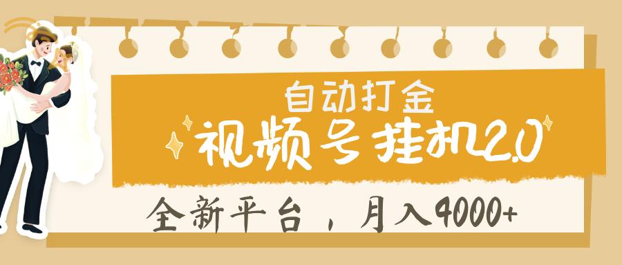 视频号挂机 2.0 玩儿法， 全新平 台， 月入 4000+