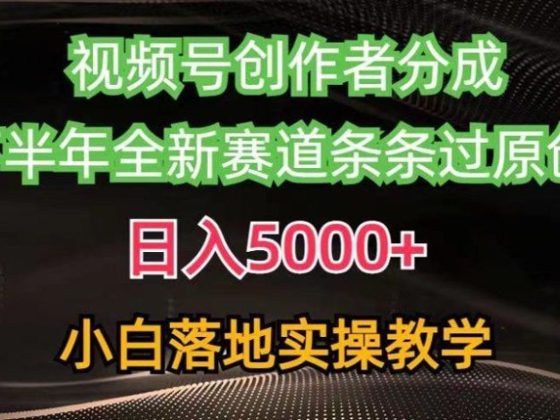 视频号创作者分成最新玩法,日入5000+下半年全新赛道条条过原创,小白轻松上手