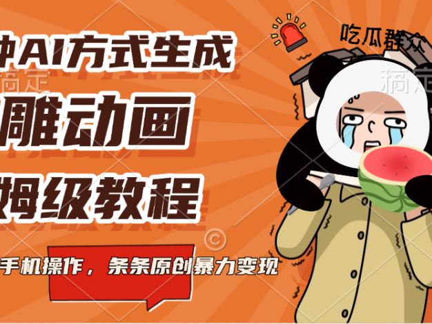 三种AI方式生成沙雕动画,保姆级教程,全程手机操作,条条原创暴力变现