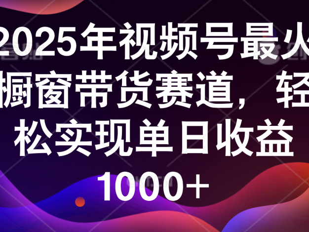 2025年视频号最火橱窗带货赛道,轻松实现单日收益1000+