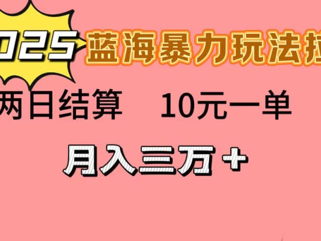 蓝海暴力拉新项目,10元一单,两日结算,月入3w➕